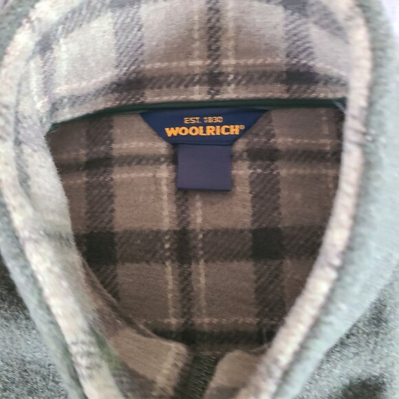 Woolrich Women's Size M Hunter Green Wool Full-Zip Jacket Plaid Collar Lining - Picture 7 of 13